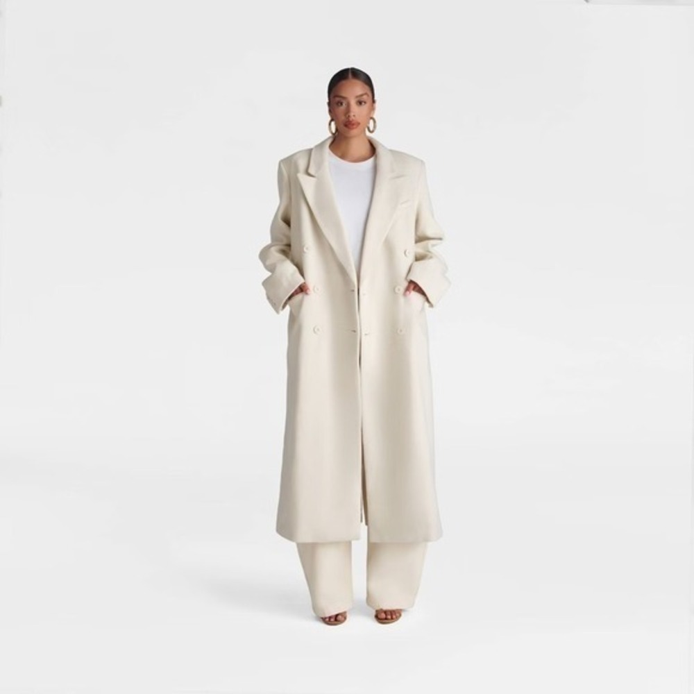 KBB by KAHLANA x Target Women's S / Small The Maxi Coat Cream, Melton, Wool NWT!